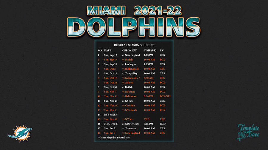 20212022 Miami Dolphins Wallpaper Schedule
