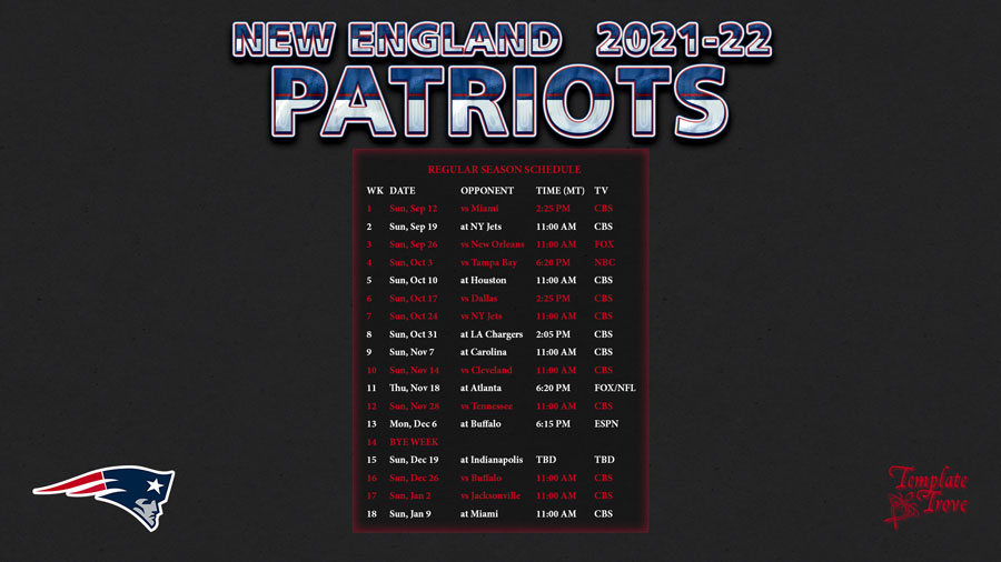20212022 New England Patriots Wallpaper Schedule