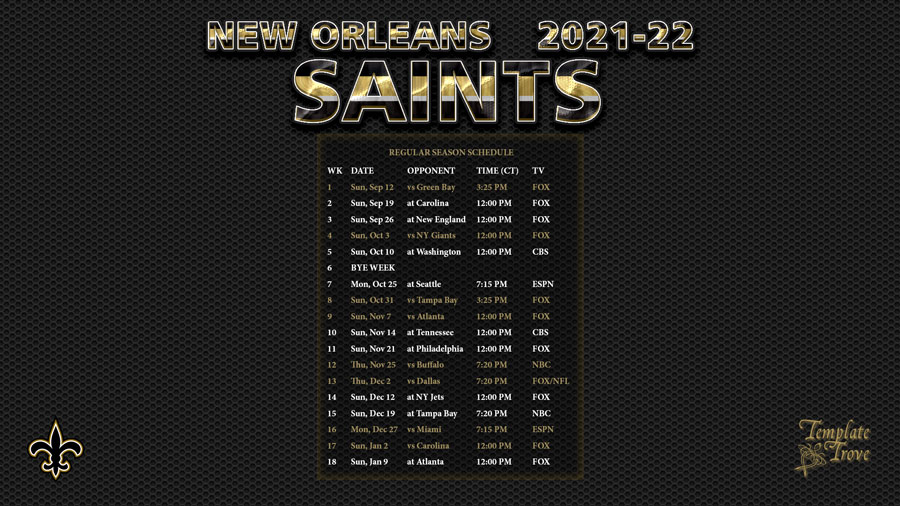 20212022 New Orleans Saints Wallpaper Schedule