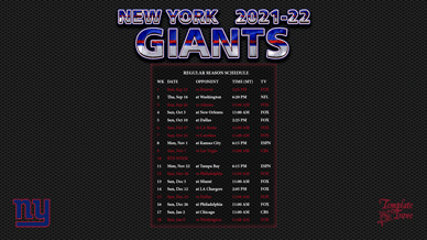 New York Giants 2021-22 Wallpaper Schedule