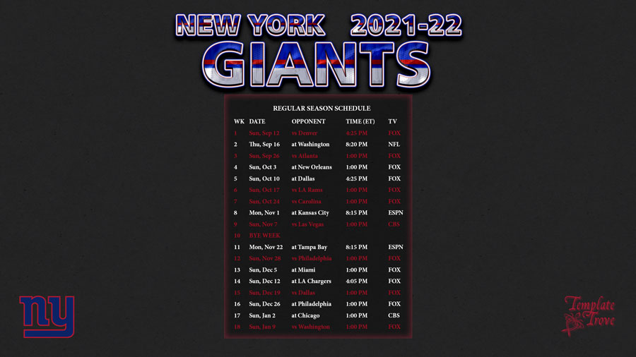 New York Giants 2022 Schedule In Photos Aria Art