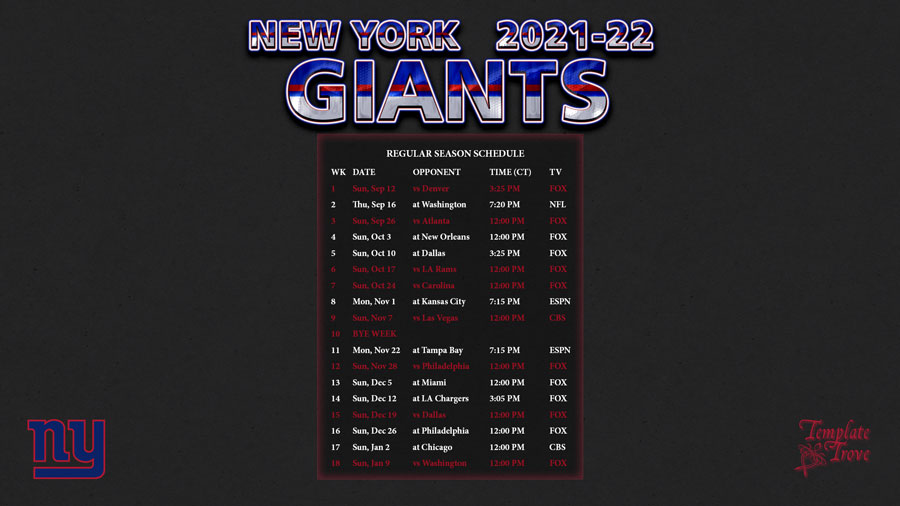 20212022 New York Giants Wallpaper Schedule