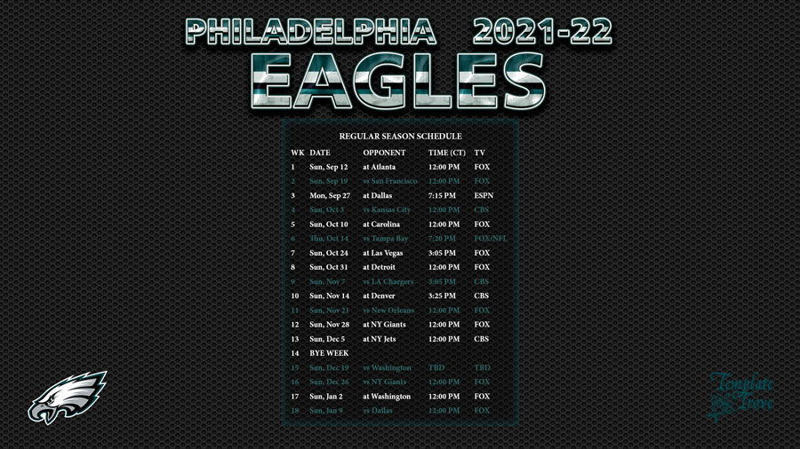 2021-2022 Philadelphia Eagles Wallpaper Schedule