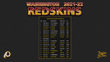 Washington Redskins 2021-22 Wallpaper Schedule