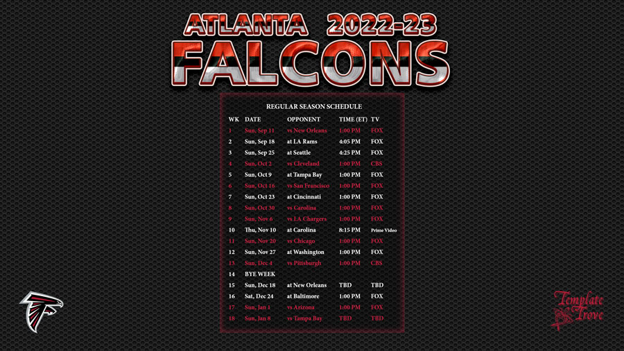 show me the falcons schedule