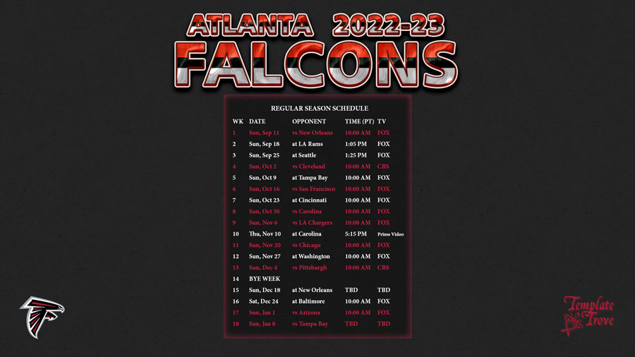 20222023 Atlanta Falcons Wallpaper Schedule