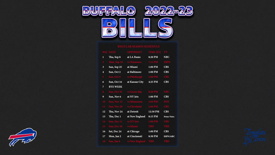 2023-2023 Buffalo Bills Wallpaper Schedule