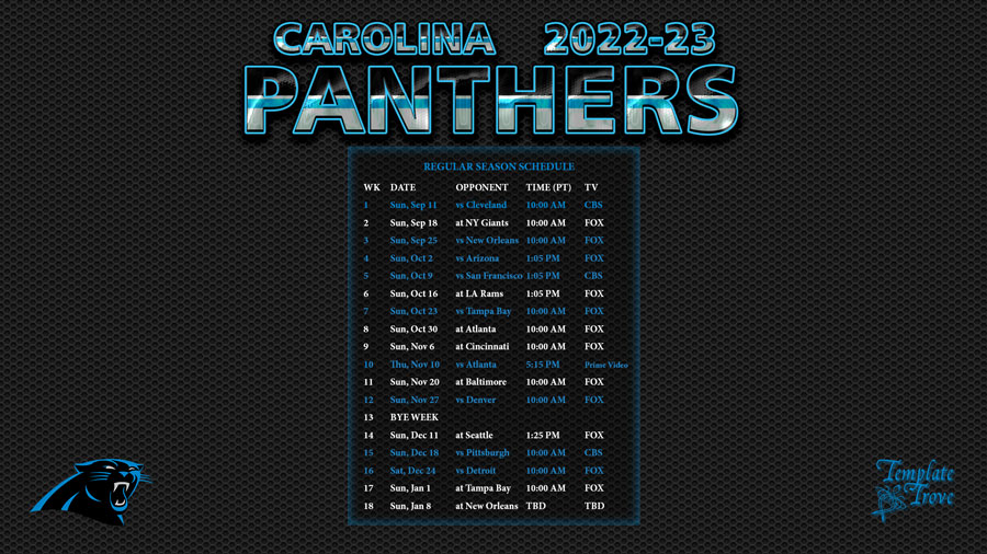 2022 2023 Carolina Panthers Wallpaper Schedule
