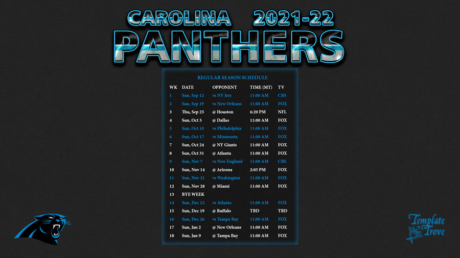 2022-2023 Carolina Panthers Wallpaper Schedule