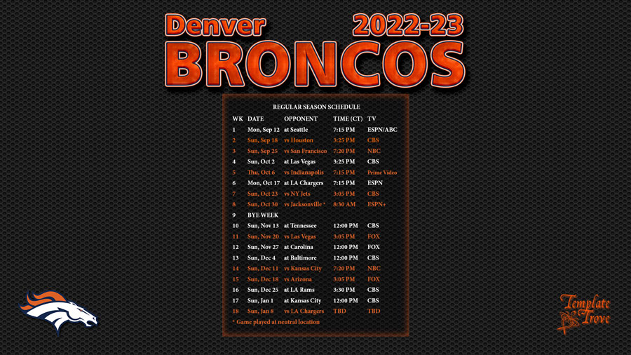 20222023 Denver Broncos Wallpaper Schedule