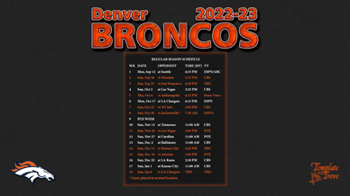 Denver Broncos 2022-23 Wallpaper Schedule