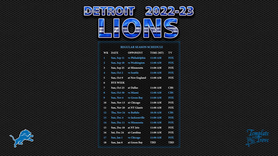 20222023 Detroit Lions Wallpaper Schedule