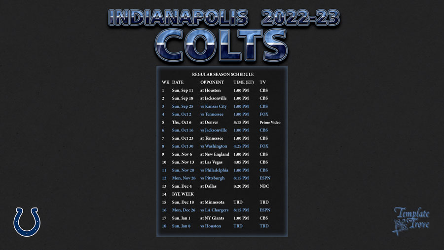 20222023 Indianapolis Colts Wallpaper Schedule
