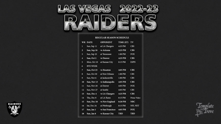2022 2023 Las Vegas Raiders Wallpaper Schedule
