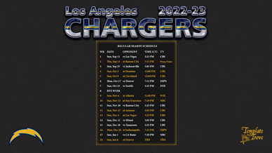 Los Angeles Chargers 2022-23 Wallpaper Schedule