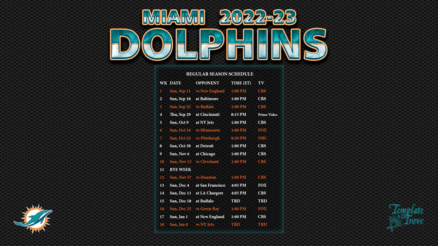 miami dolphins 2022 home schedule