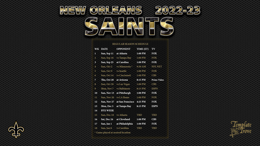 new orleans saints schedule