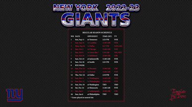 New York Giants 2022-23 Wallpaper Schedule