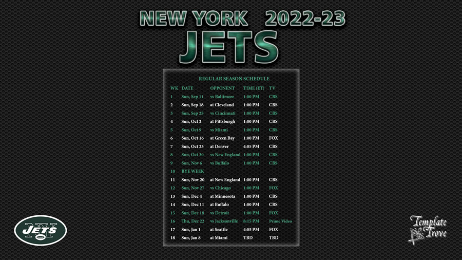 ny jets nfl schedule 2022