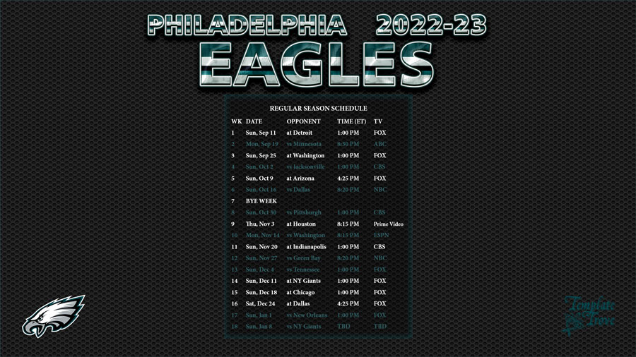 philadelphia eagles football schedule for 2022