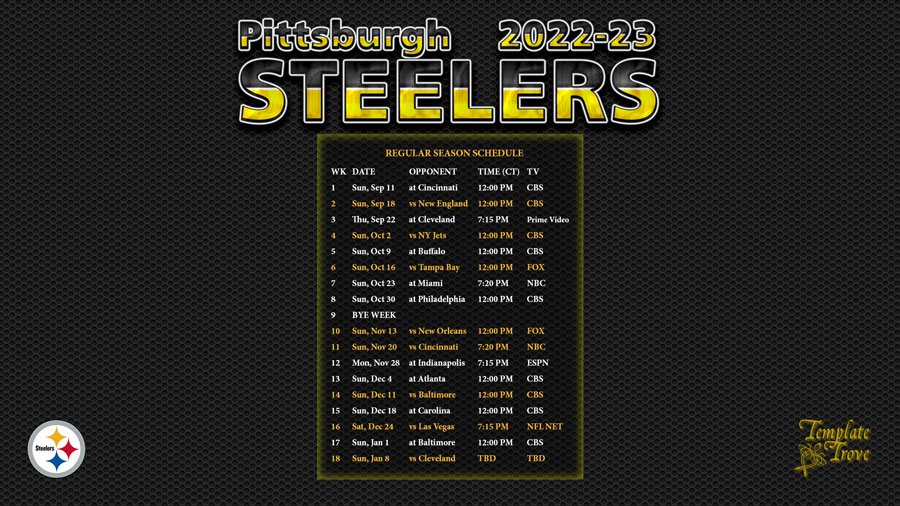 pittsburgh steelers next game 2022