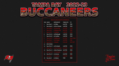 Tampa Bay Buccaneers 2022-23 Wallpaper Schedule