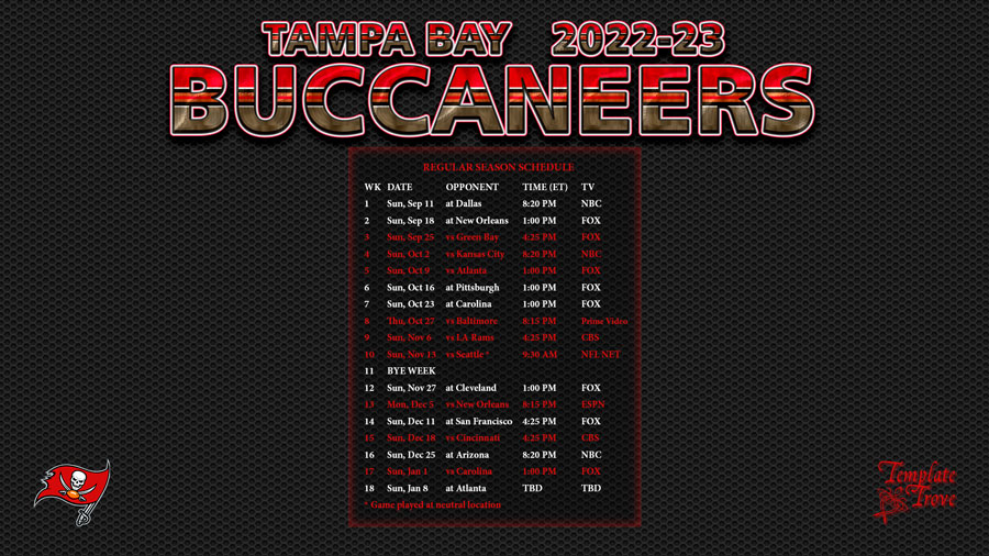20222023 Tampa Bay Buccaneers Wallpaper Schedule