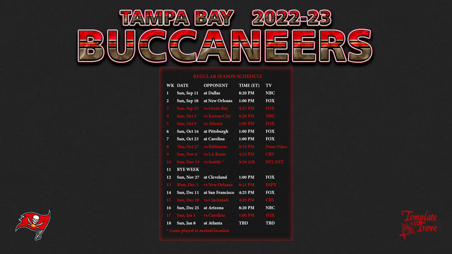 2023 Tampa Bay Buccaneers Full Schedule: Complete team schedule