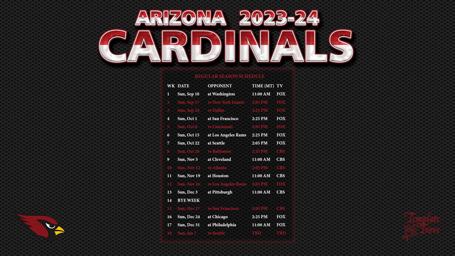Arizona Cardinals Game Schedule 2024 Starr Emmaline