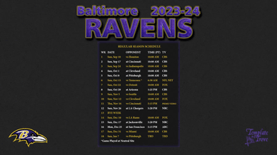 Baltimore Ravens 2023-24 Wallpaper Schedule