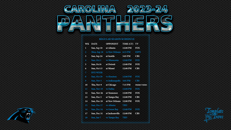 Nfl Schedule Panthers 2024 Perle Brandice