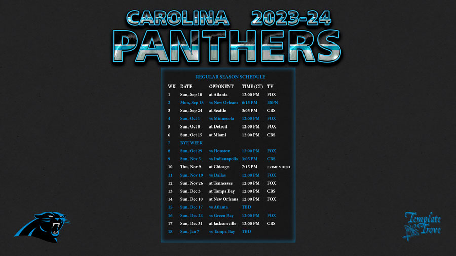 20232024 Carolina Panthers Wallpaper Schedule