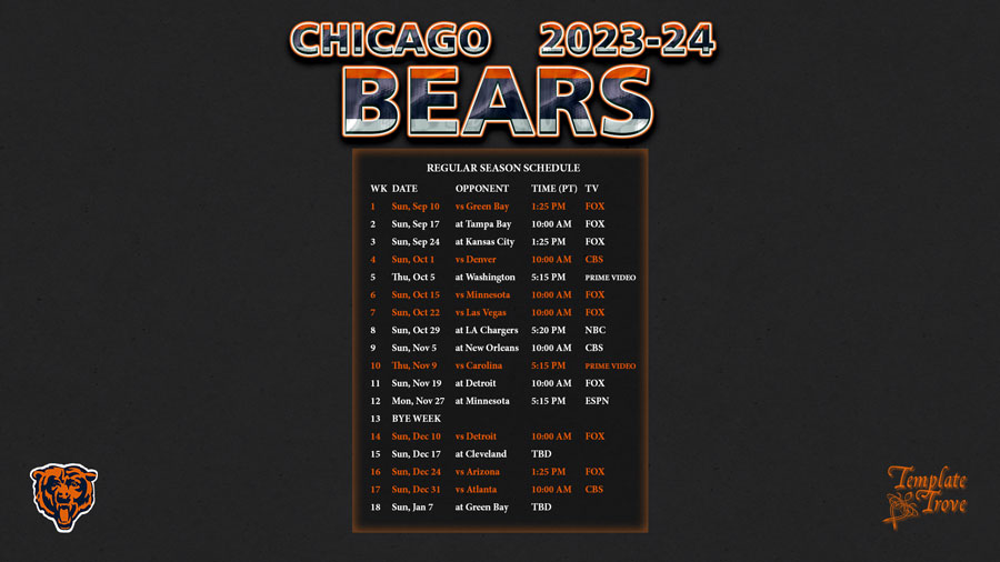 2024 Nfl Schedule Bears Matty Shellie