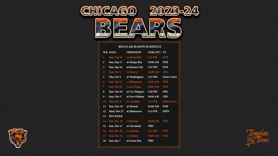 Chicago Bears 2024 Schedule Release Nelia Wrennie