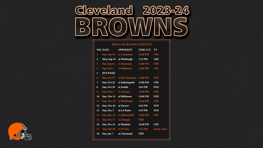 2023-2024 Cleveland Browns Wallpaper Schedule