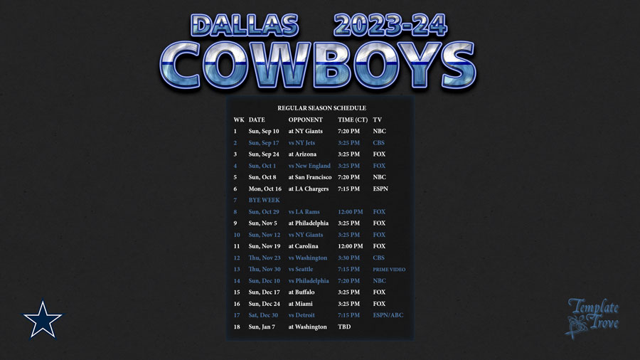 dallas cowboys schedule 2022 wallpaper