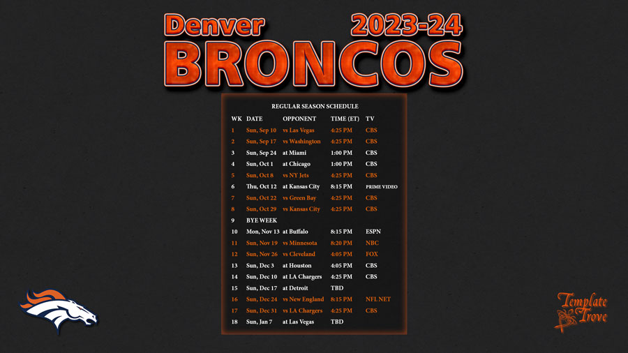 20232024 Denver Broncos Wallpaper Schedule