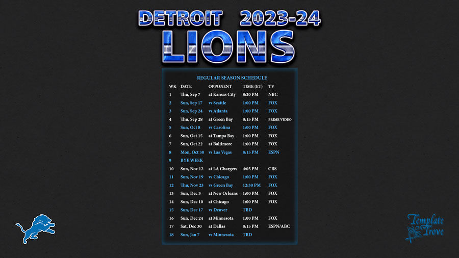 detroit lions home games 2023