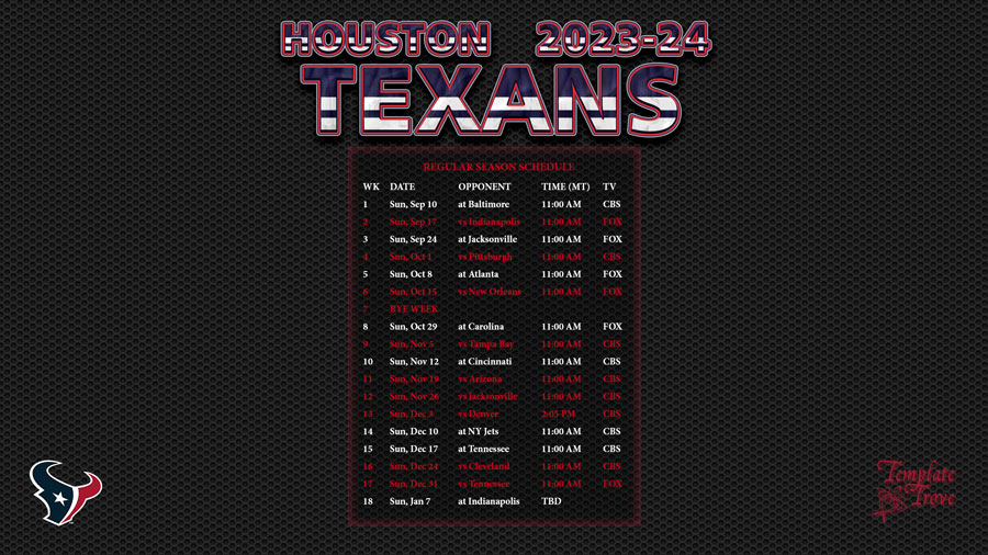 20232024 Houston Texans Wallpaper Schedule