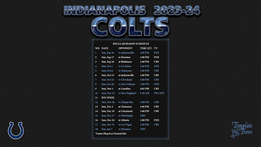 2023-2024 Indianapolis Colts Wallpaper Schedule