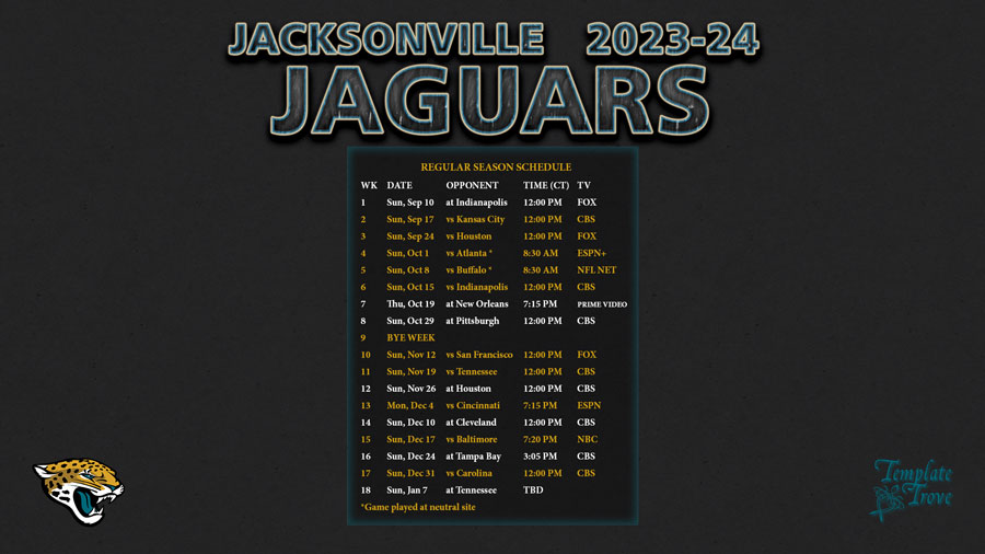 2023-2024 Jacksonville Jaguars Wallpaper Schedule