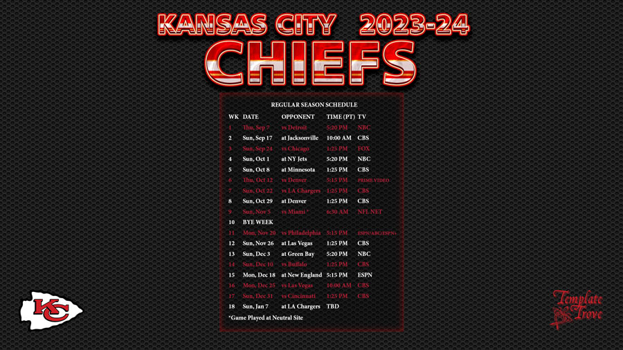 Kansas City Chiefs Tv Schedule 2024 Hannah Angelika