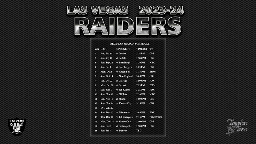 2023-2024 Las Vegas Raiders Wallpaper Schedule