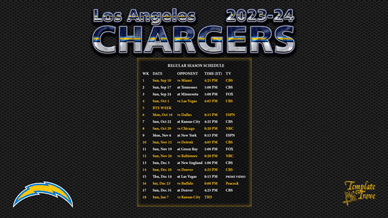 Los Angeles Chargers 2023-24 Wallpaper Schedule