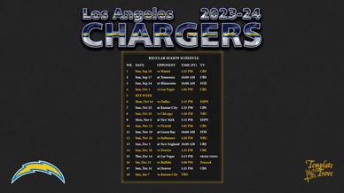 Los Angeles Chargers 2023-24 Wallpaper Schedule