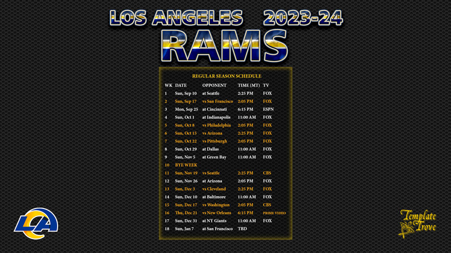 Los Angeles Rams 2023-2024 schedule! 