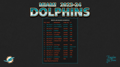 Miami Dolphins 2023-24 Wallpaper Schedule