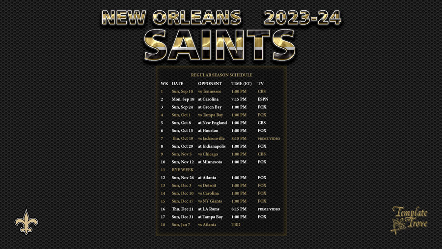 20232024 New Orleans Saints Wallpaper Schedule