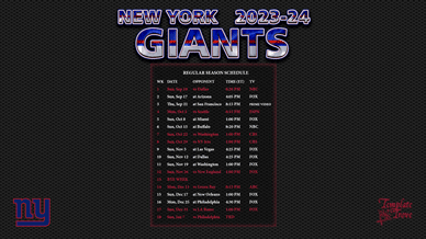 New York Giants 2023-24 Wallpaper Schedule