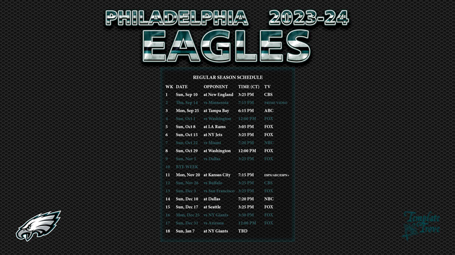 Philadelphia Eagles 202424 Schedule Hetty Laraine